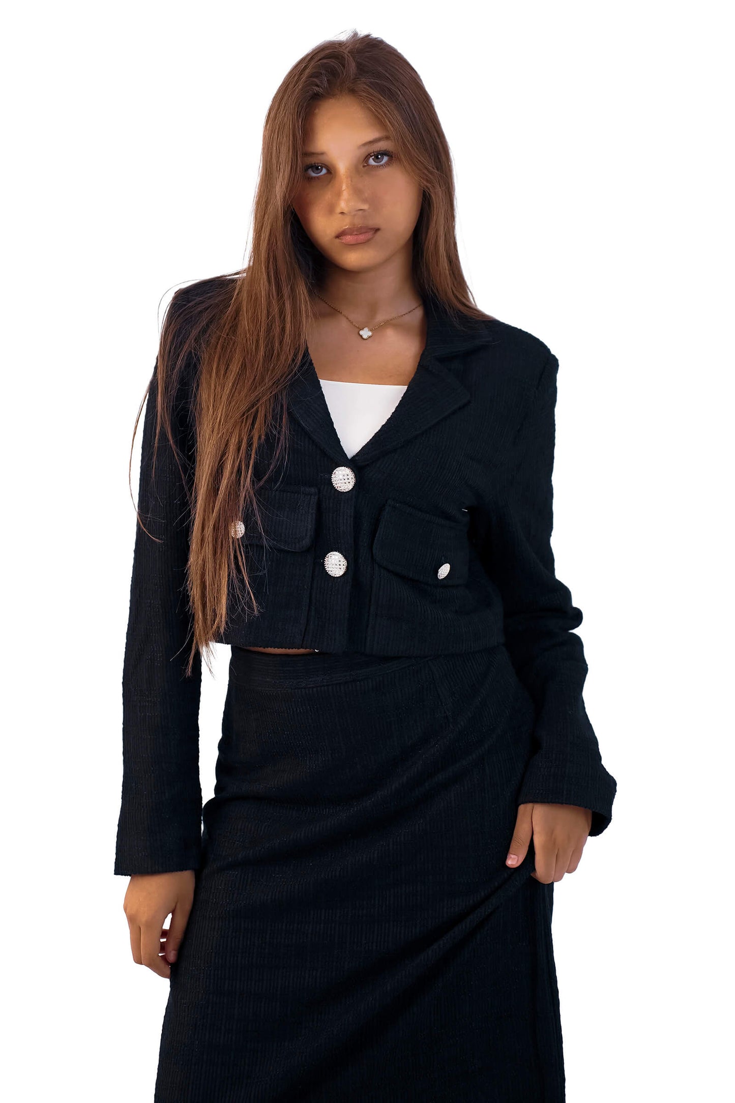 Sleek Elegance Tailored Blazer & Maxi Skirt Set
